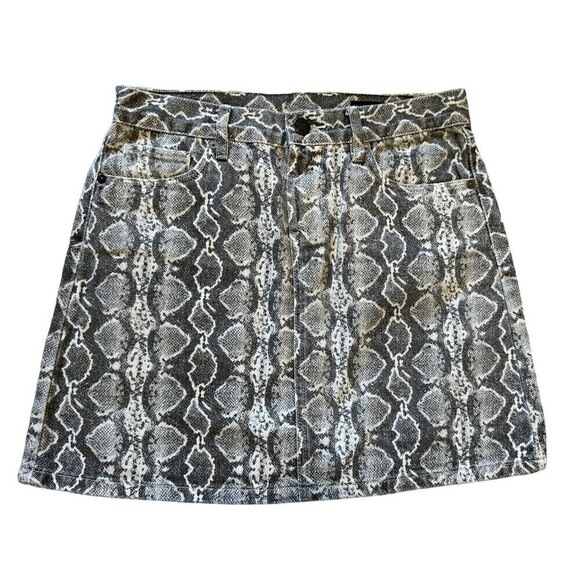 BlankNYC Snake Print Skirt Black Gray Mini Cotton Women’s Size 26 Pockets - Picture 1 of 8